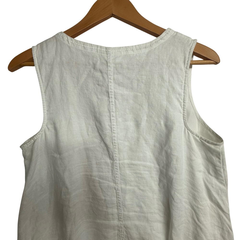 Pure Jill Elements White Linen Embroidered Sleeveless Tunic Dress Medium Coastal - Picture 5 of 15